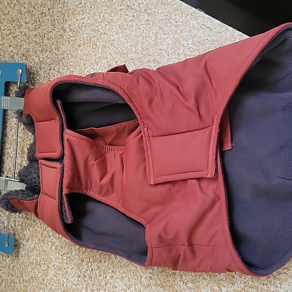 rcpets District Parka coat burnt orange size 14" velcro fasteners  faux fur coll - Picture 4 of 7